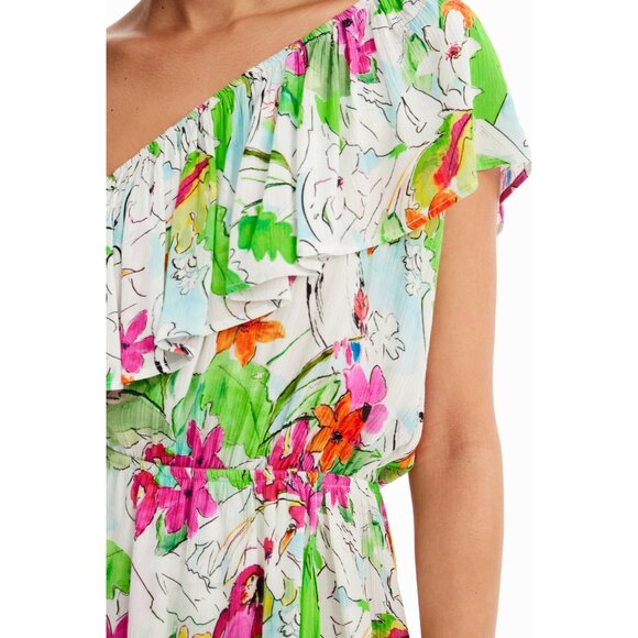 DESIGUAL Tropical asymmetric mini dress in Floral Multi Size M - Picture 5 of 15
